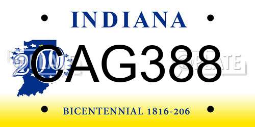 CAG388 Indiana License Plate