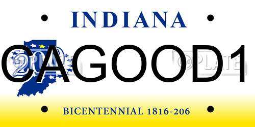 CAGOOD1 Indiana License Plate