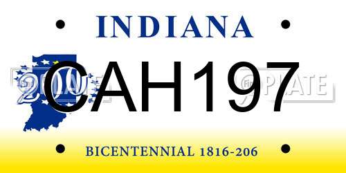 CAH197 Indiana License Plate