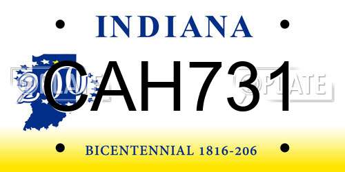 CAH731 Indiana License Plate