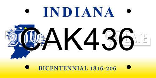 CAK436 Indiana License Plate