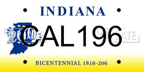 CAL196 Indiana License Plate