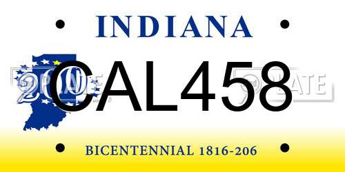 CAL458 Indiana License Plate