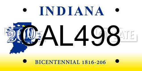 CAL498 Indiana License Plate