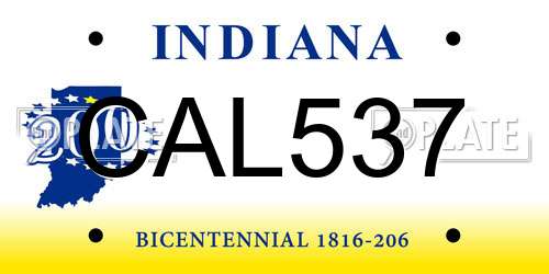 CAL537 Indiana License Plate