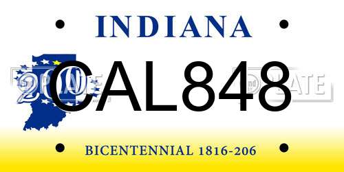 CAL848 Indiana License Plate