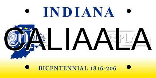 CALIAALA Indiana License Plate