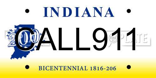 CALL911 Indiana License Plate