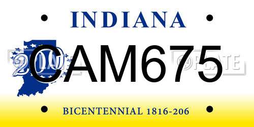 CAM675 Indiana License Plate