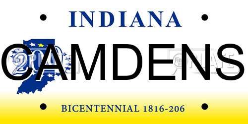 CAMDENS Indiana License Plate