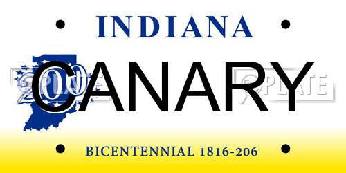 CANARY Indiana License Plate