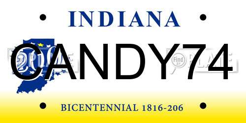 CANDY74 Indiana License Plate