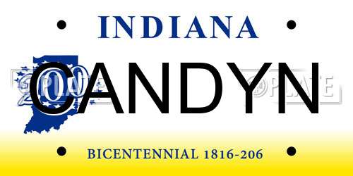 CANDYN Indiana License Plate
