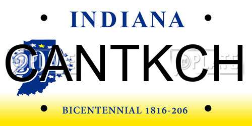 CANTKCH Indiana License Plate