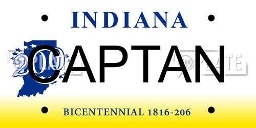 CAPTAN Indiana License Plate