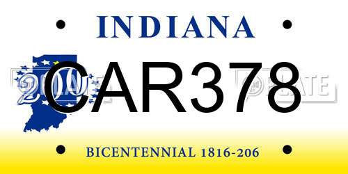 CAR378 Indiana License Plate