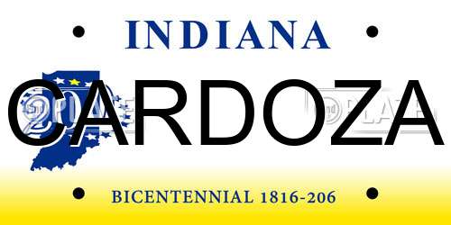CARDOZA Indiana License Plate