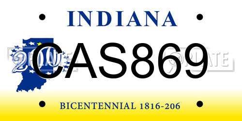 CAS869 Indiana License Plate