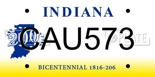 CAU573 Indiana License Plate