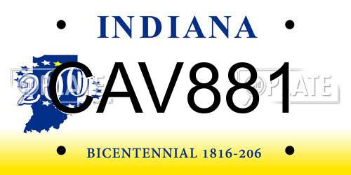 CAV881 Indiana License Plate