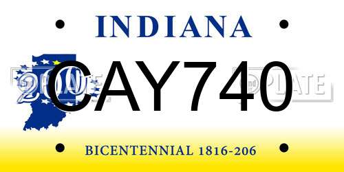 CAY740 Indiana License Plate