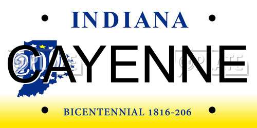 CAYENNE Indiana License Plate