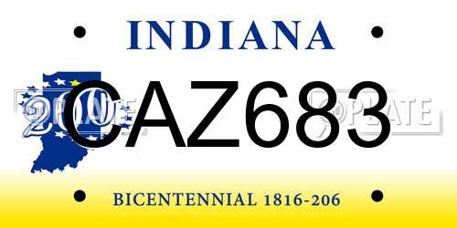CAZ683 Indiana License Plate