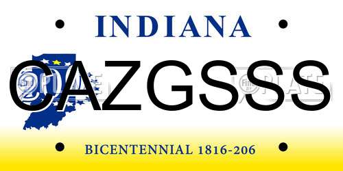 CAZGSSS Indiana License Plate