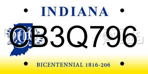CB3Q796 Indiana License Plate