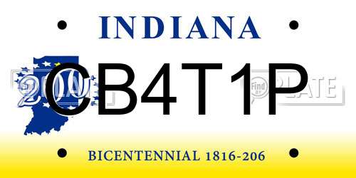 CB4T1P Indiana License Plate