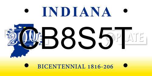 CB8S5T Indiana License Plate