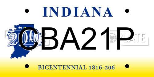 CBA21P Indiana License Plate