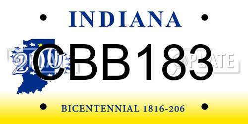 CBB183 Indiana License Plate