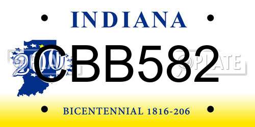 CBB582 Indiana License Plate
