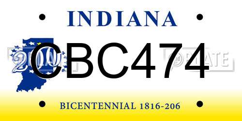 CBC474 Indiana License Plate