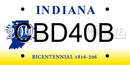 CBD40B Indiana License Plate