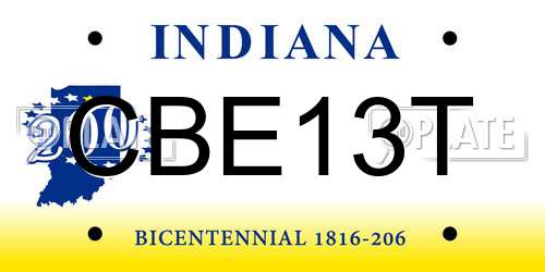 CBE13T Indiana License Plate