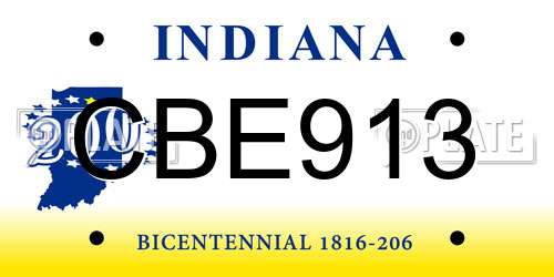 CBE913 Indiana License Plate