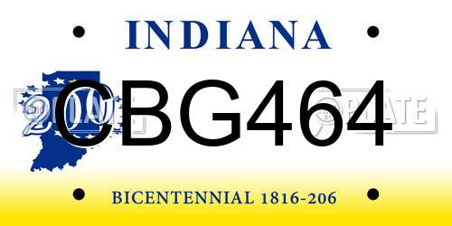 CBG464 Indiana License Plate