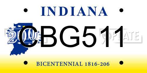 CBG511 Indiana License Plate