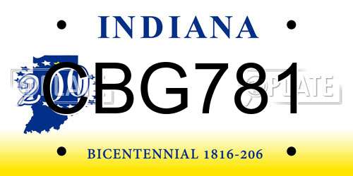 CBG781 Indiana License Plate