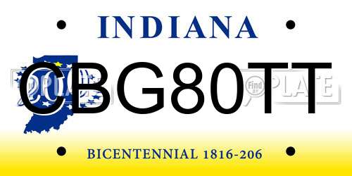 CBG80TT Indiana License Plate