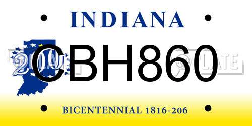 CBH860 Indiana License Plate