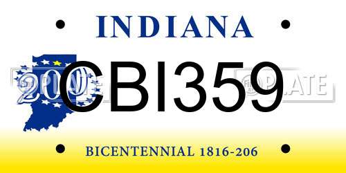 CBI359 Indiana License Plate