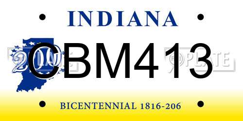 CBM413 Indiana License Plate