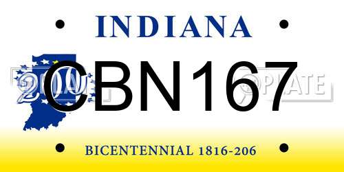 CBN167 Indiana License Plate