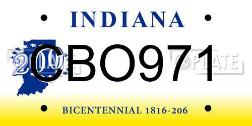 CBO971 Indiana License Plate