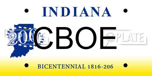 CBOE Indiana License Plate