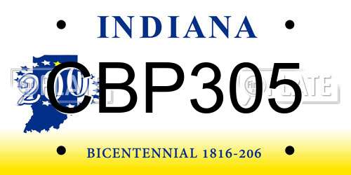 CBP305 Indiana License Plate