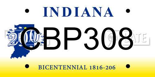 CBP308 Indiana License Plate